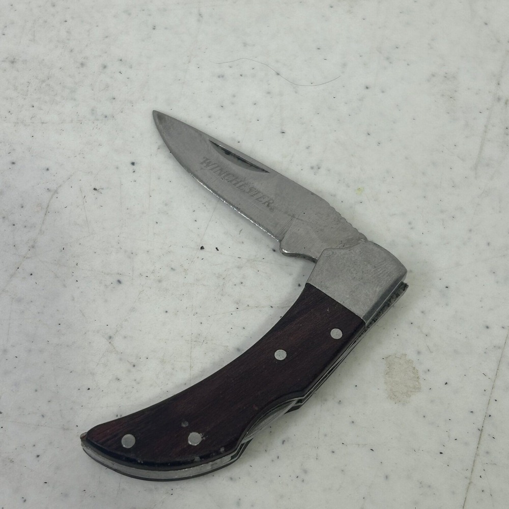 Winchester Lockback Folding Pocket Knife Wood Handle Nickel Silver Bolster